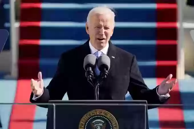 Tân Tổng thống Joe Biden phát biểu nhậm chức. Ảnh Reuters